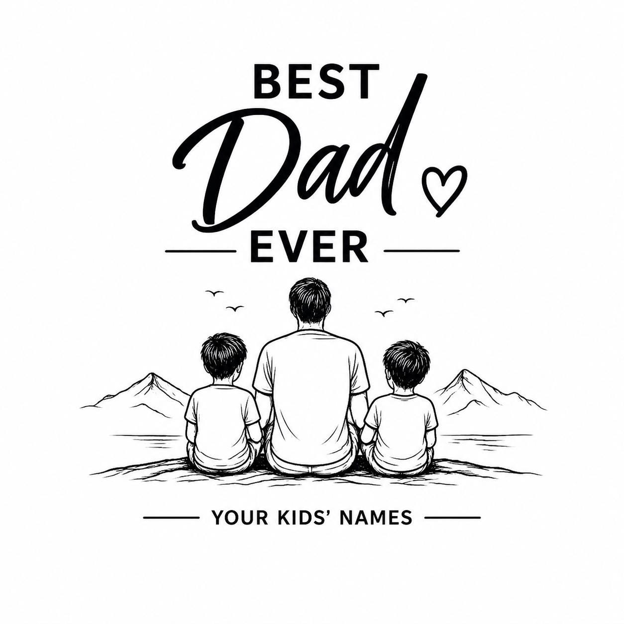 Personalized Dad and Children T-Shirt, Custom Family Matching Tee