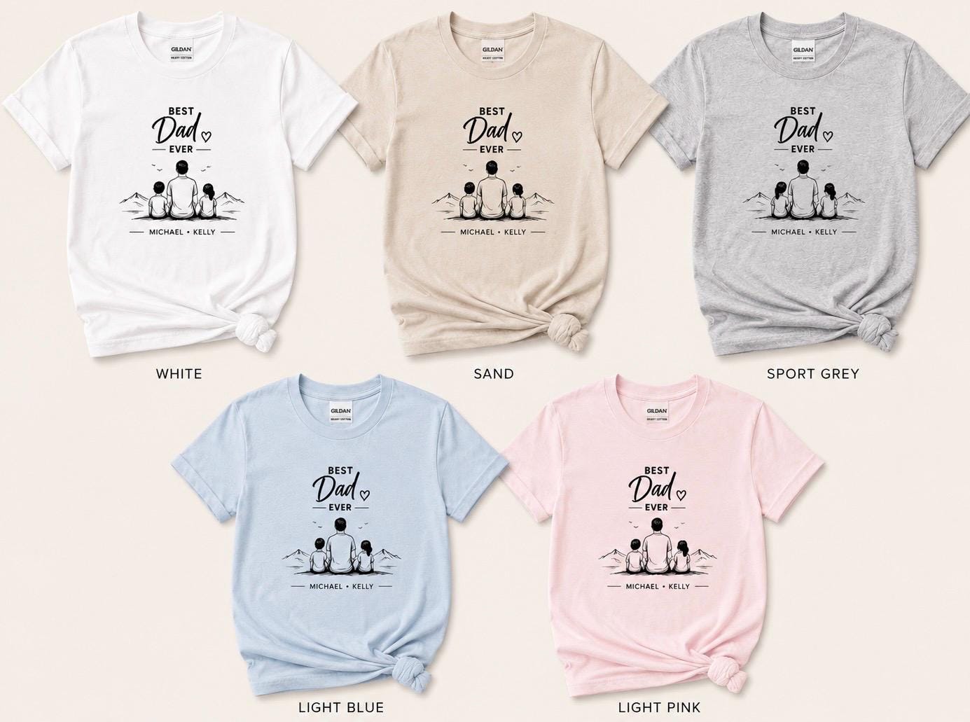 Personalized Dad and Children T-Shirt, Custom Family Matching Tee